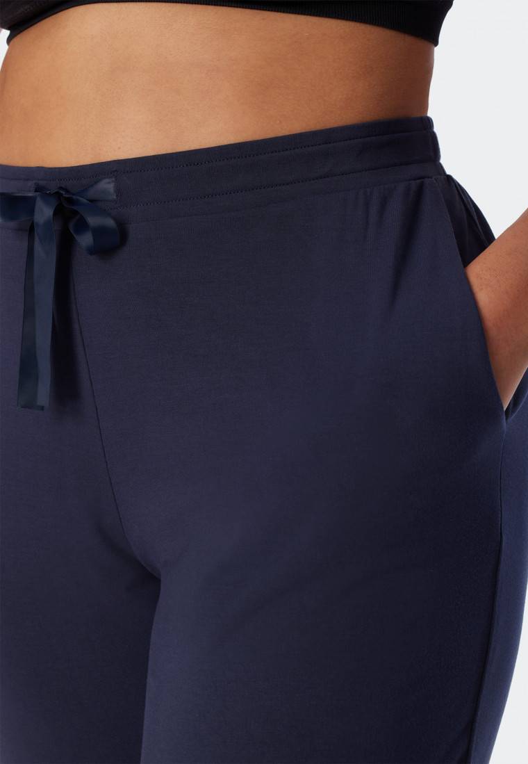 Schiesser Loungehose Lang Modal Bündchen Blau - Mix+Relax