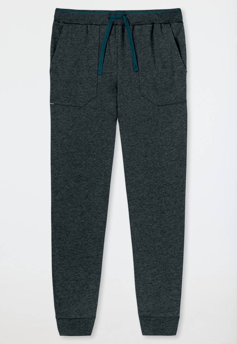 Schiesser Loungehose Lang Organic Cotton Bündchen Dunkelgrau Meliert - Mix+Relax