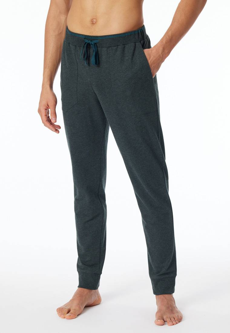 Schiesser Loungehose Lang Organic Cotton Bündchen Dunkelgrau Meliert - Mix+Relax