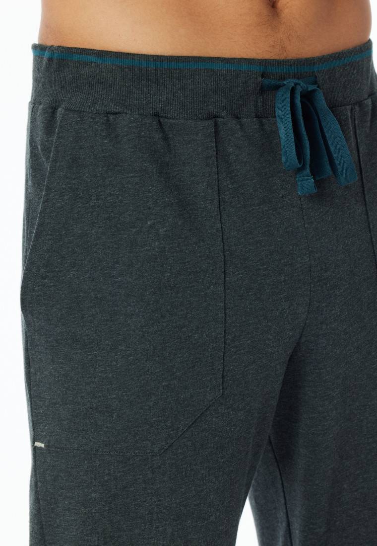 Schiesser Loungehose Lang Organic Cotton Bündchen Dunkelgrau Meliert - Mix+Relax
