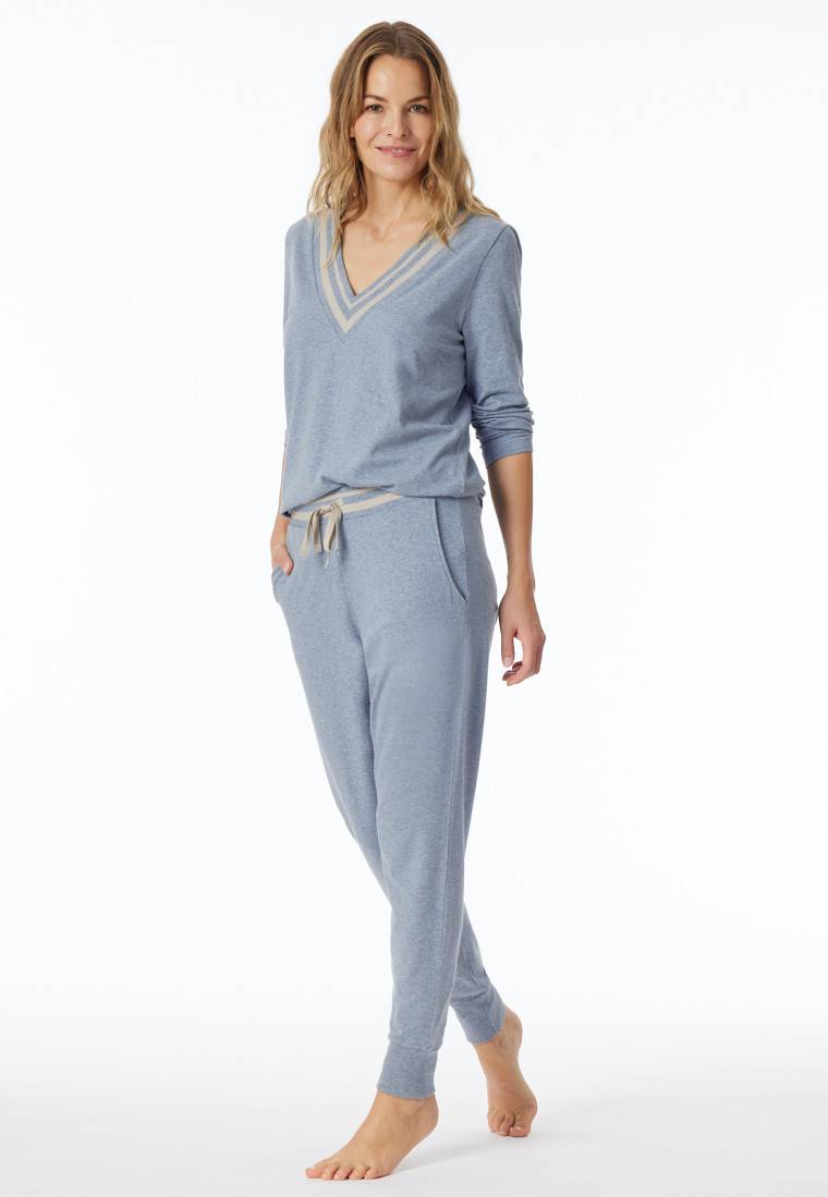 Schiesser Loungehose lang Organic Cotton Bündchen jeans-meliert - Mix+Relax