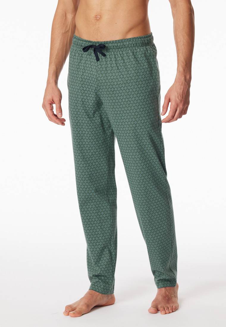 Schiesser Loungehose Lang Organic Cotton Grün Gemustert - Mix+Relax
