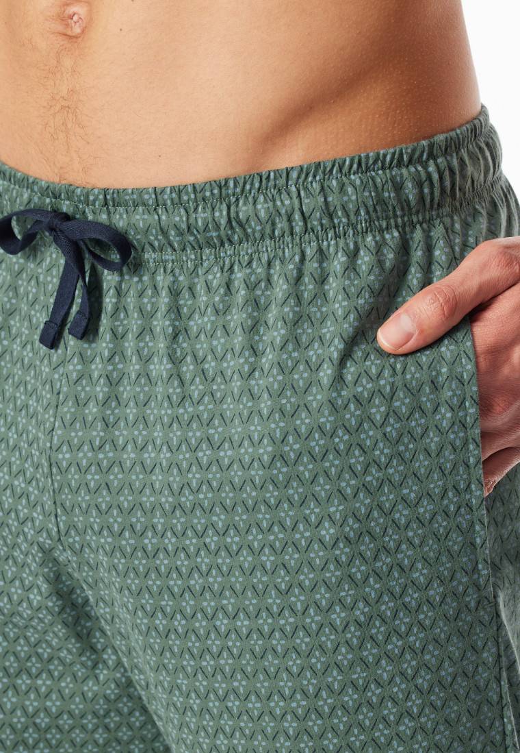 Schiesser Loungehose Lang Organic Cotton Grün Gemustert - Mix+Relax