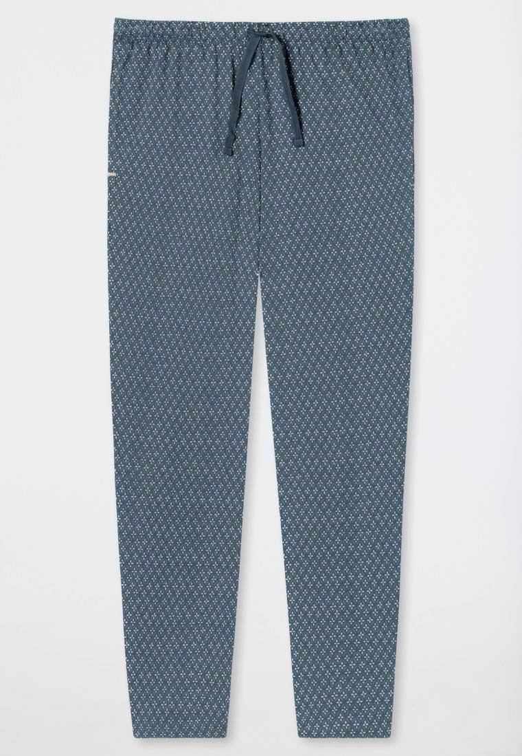 Schiesser Loungehose Lang Organic Cotton Jeansblau Gemustert - Mix+Relax