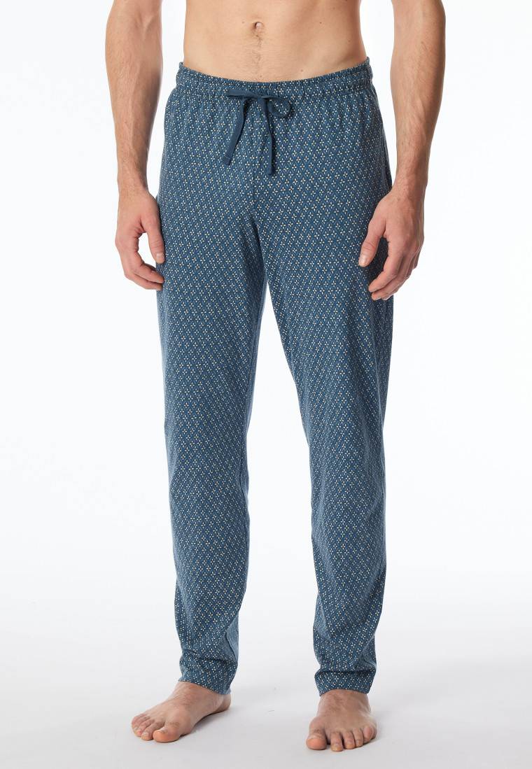 Schiesser Loungehose Lang Organic Cotton Jeansblau Gemustert - Mix+Relax