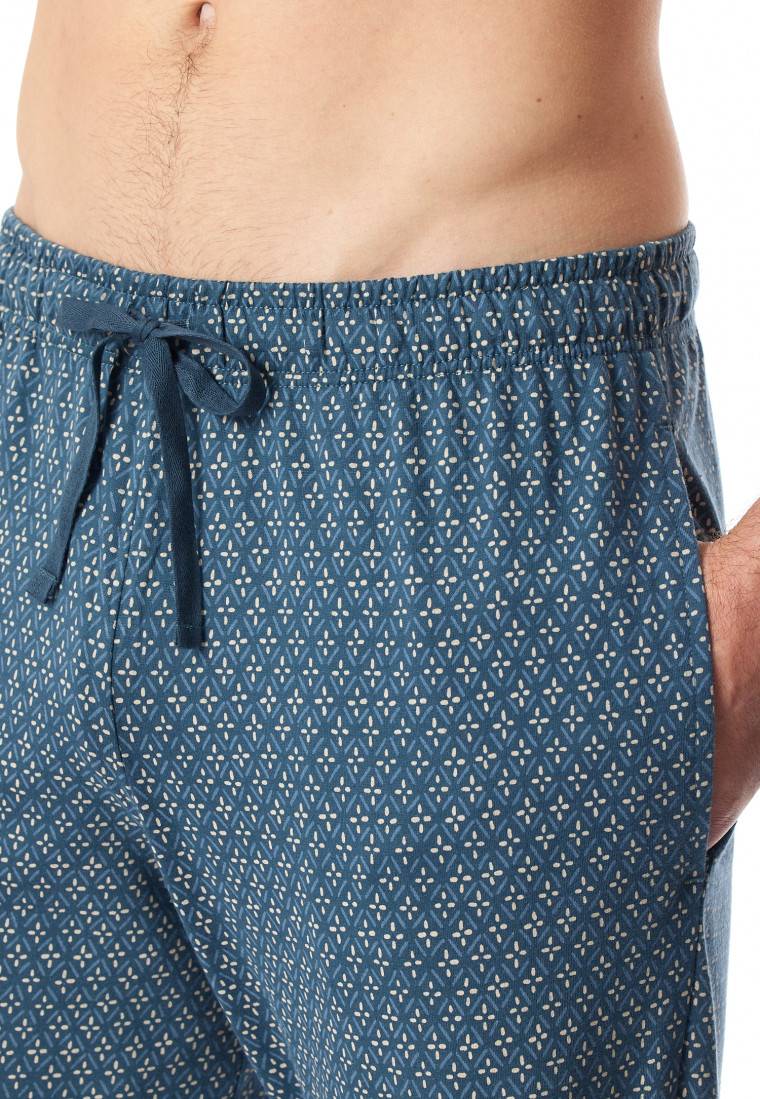 Schiesser Loungehose Lang Organic Cotton Jeansblau Gemustert - Mix+Relax