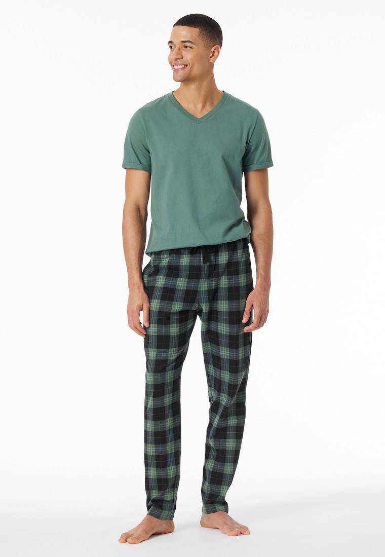Schiesser Loungehose lang Organic Cotton kariert mehrfarbig - Mix+Relax
