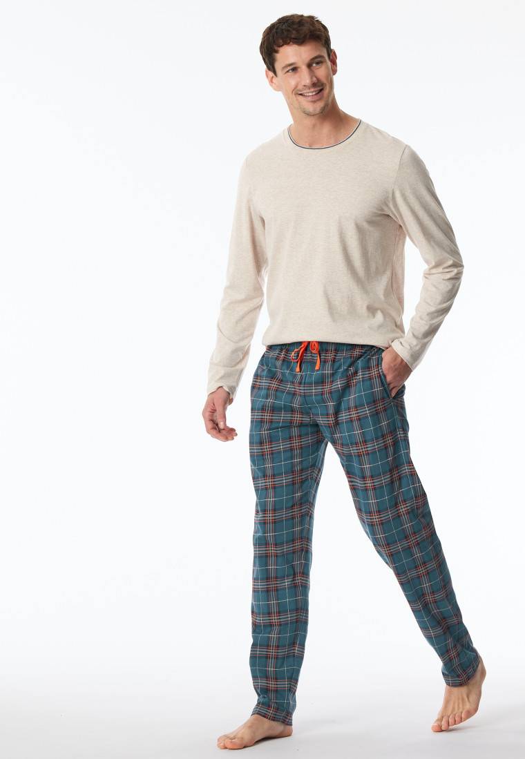 Schiesser Loungehose lang Organic Cotton kariert mehrfarbig - Mix+Relax