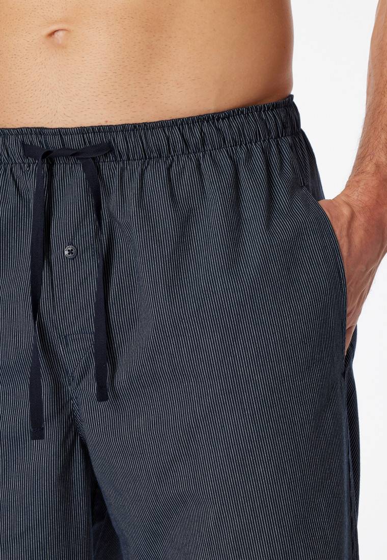 Schiesser Loungehose Lang Webware Dunkelblau Gestreift - Mix+Relax