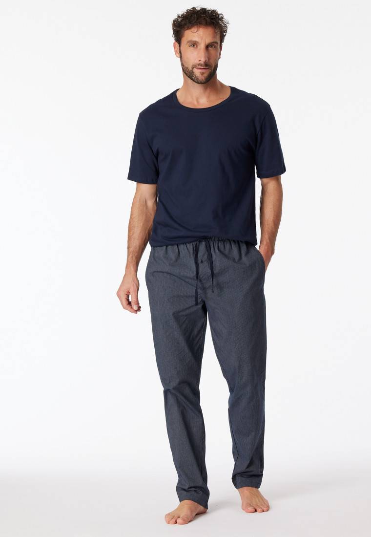 Schiesser Loungehose lang Webware dunkelblau gestreift - Mix+Relax