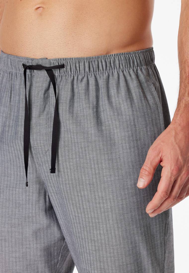 Schiesser Loungehose Lang Webware Fischgrat Schwarz-gemustert - Mix+Relax