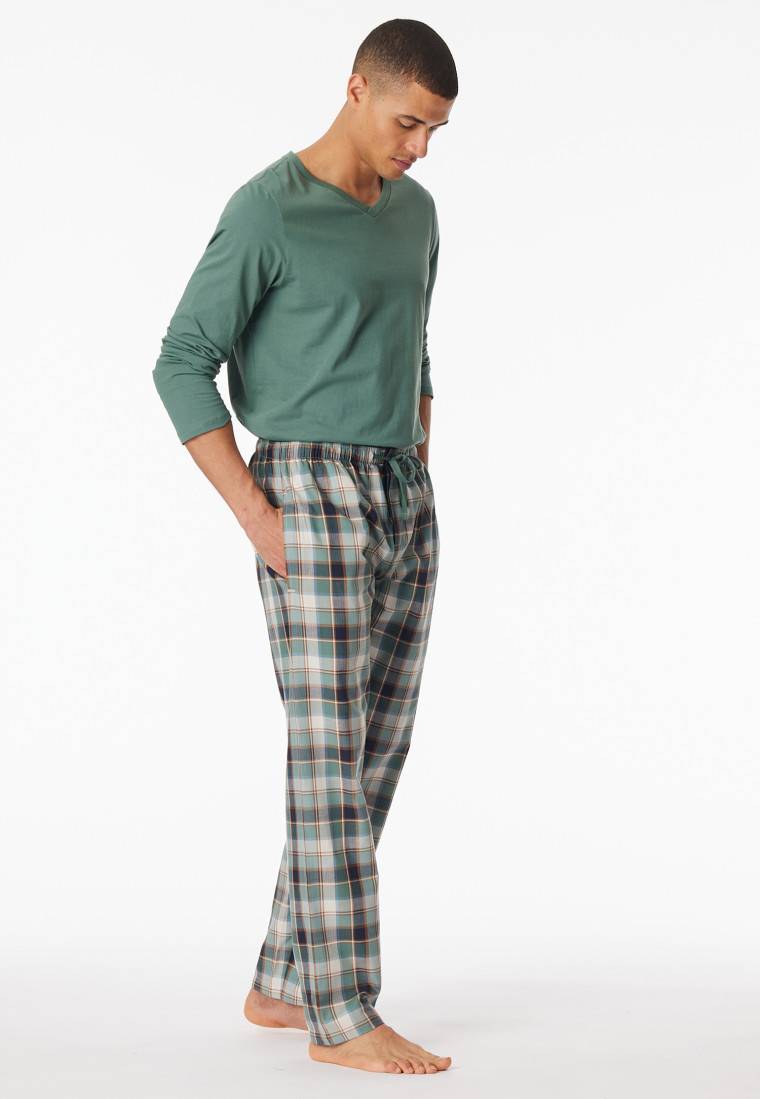 Schiesser Loungehose lang Webware Organic Cotton Karos mehfarbig - Mix+Relax