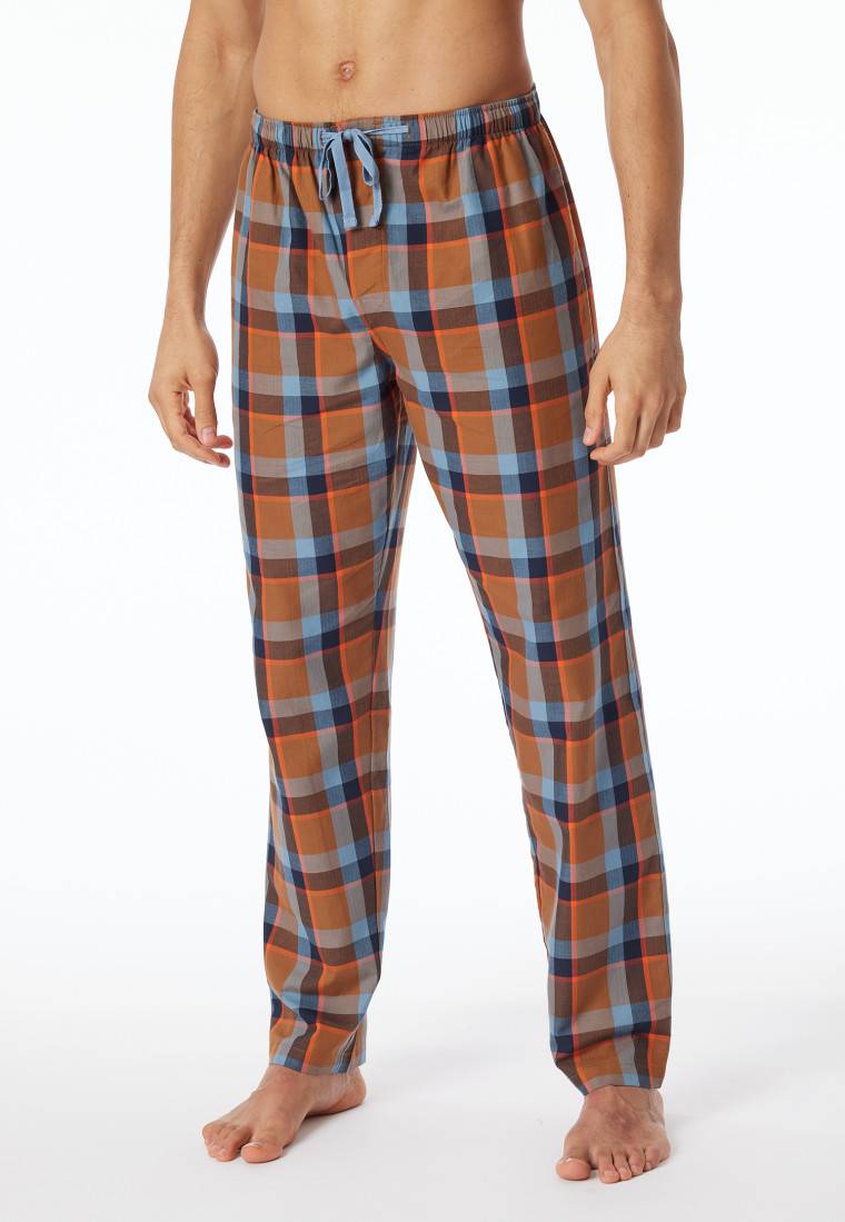 Schiesser Loungehose Lang Webware Organic Cotton Karos Mehrfarbig - Mix+Relax