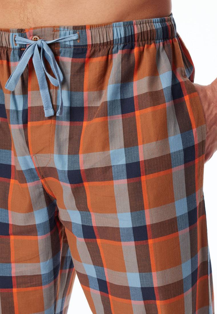 Schiesser Loungehose Lang Webware Organic Cotton Karos Mehrfarbig - Mix+Relax