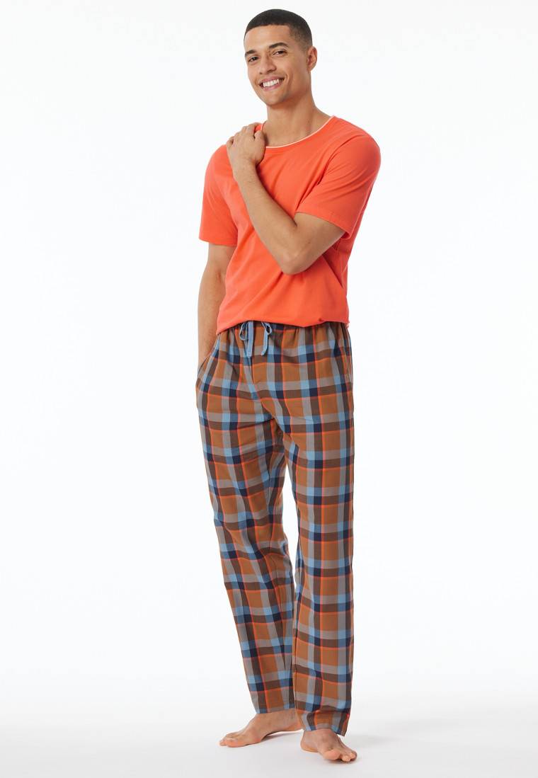 Schiesser Loungehose lang Webware Organic Cotton Karos mehrfarbig - Mix+Relax