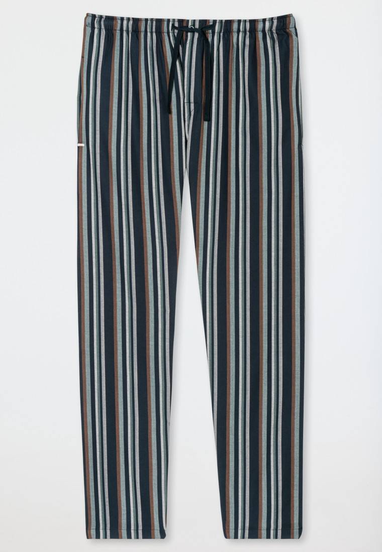 Schiesser Loungehose Lang Webware Organic Cotton Streifen Mehrfarbig - Mix+Relax