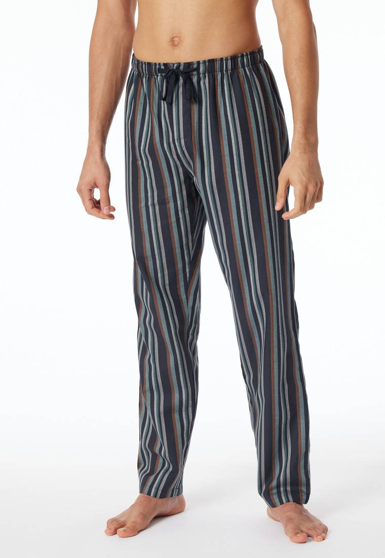 Schiesser Loungehose Lang Webware Organic Cotton Streifen Mehrfarbig - Mix+Relax