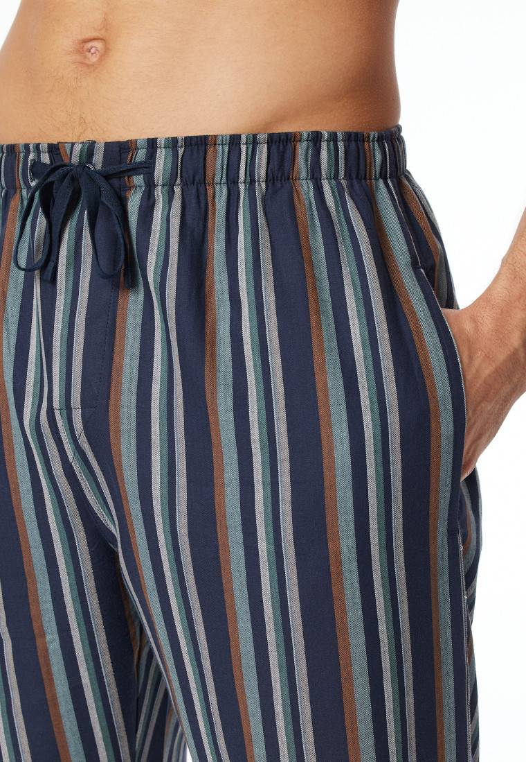 Schiesser Loungehose Lang Webware Organic Cotton Streifen Mehrfarbig - Mix+Relax
