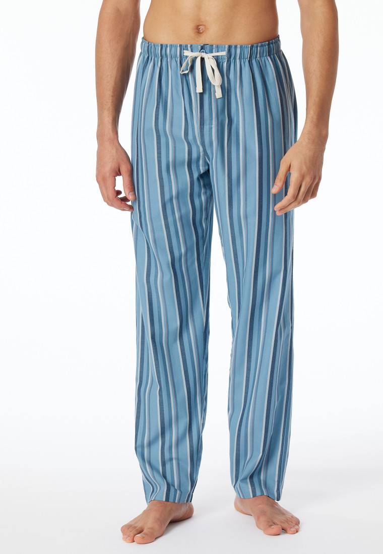 Schiesser Loungehose Lang Webware Organic Cotton Streifen Mehrfarbig - Mix+Relax