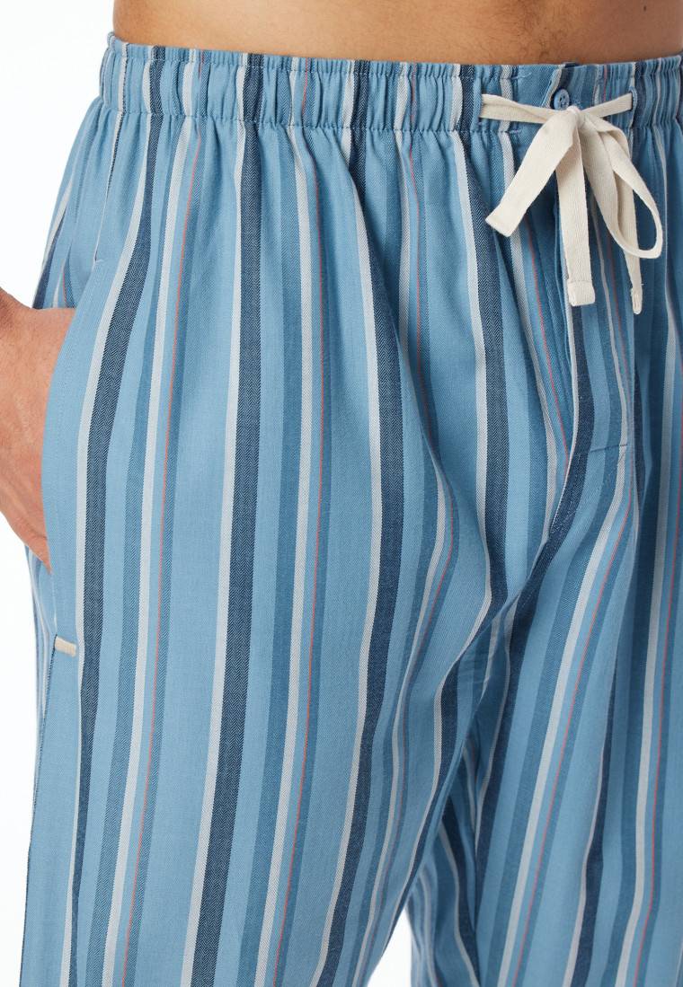 Schiesser Loungehose Lang Webware Organic Cotton Streifen Mehrfarbig - Mix+Relax