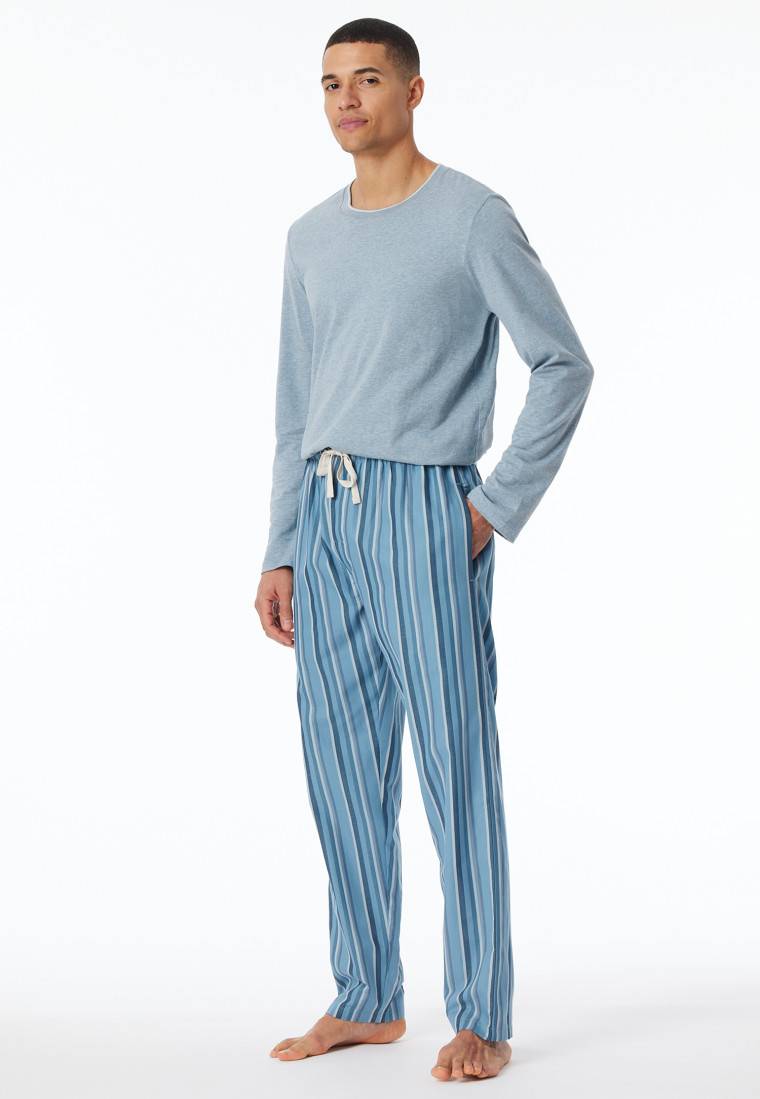 Schiesser Loungehose lang Webware Organic Cotton Streifen mehrfarbig - Mix+Relax