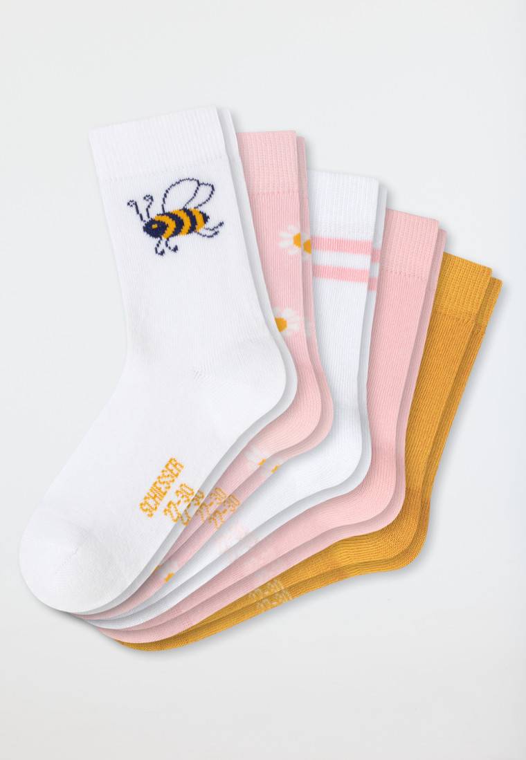 Schiesser Mädchensocken 5er-Pack Blumen Biene mehrfarbig - Biene
