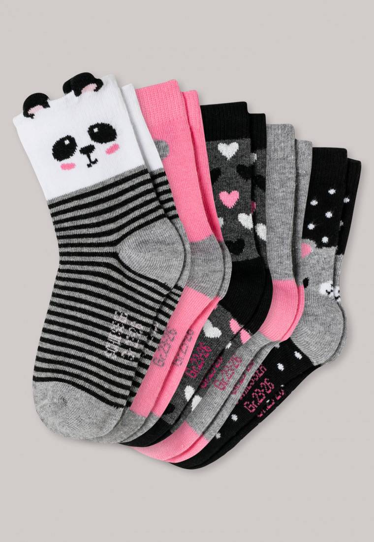 Schiesser Mädchensocken 5er-Pack Herzen Mehrfarbig - Panda