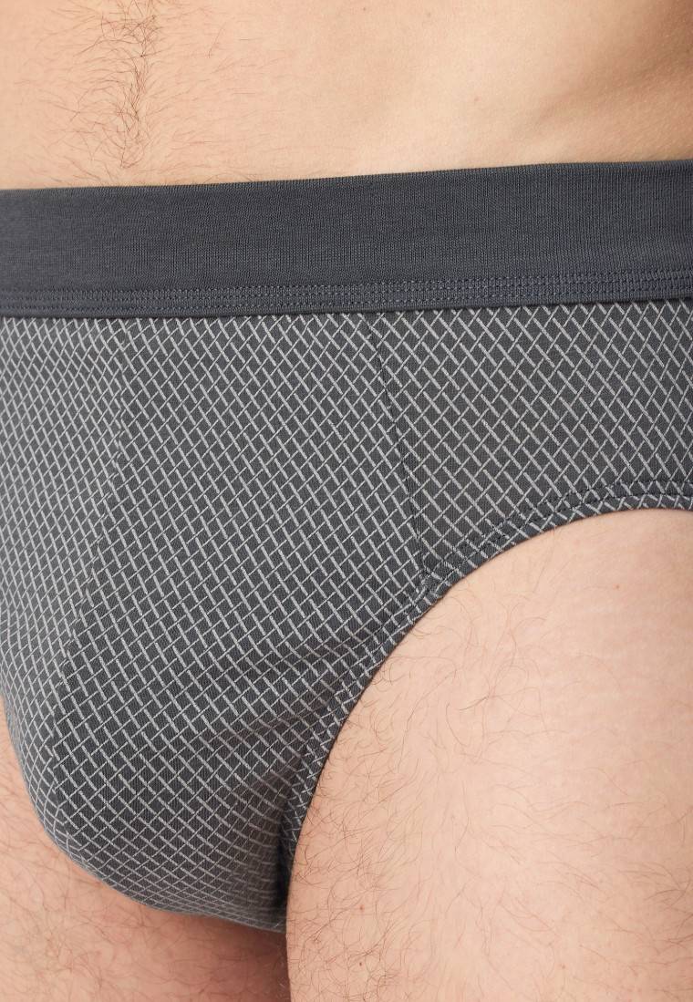 Schiesser Minislip Organic Cotton Gemustert Anthrazit - Comfort Fit