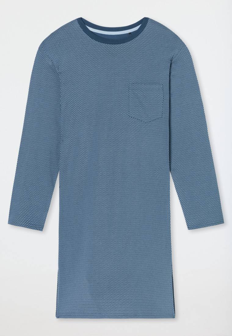 Schiesser Nachthemd Langarm Blaugrau - Comfort Essentials