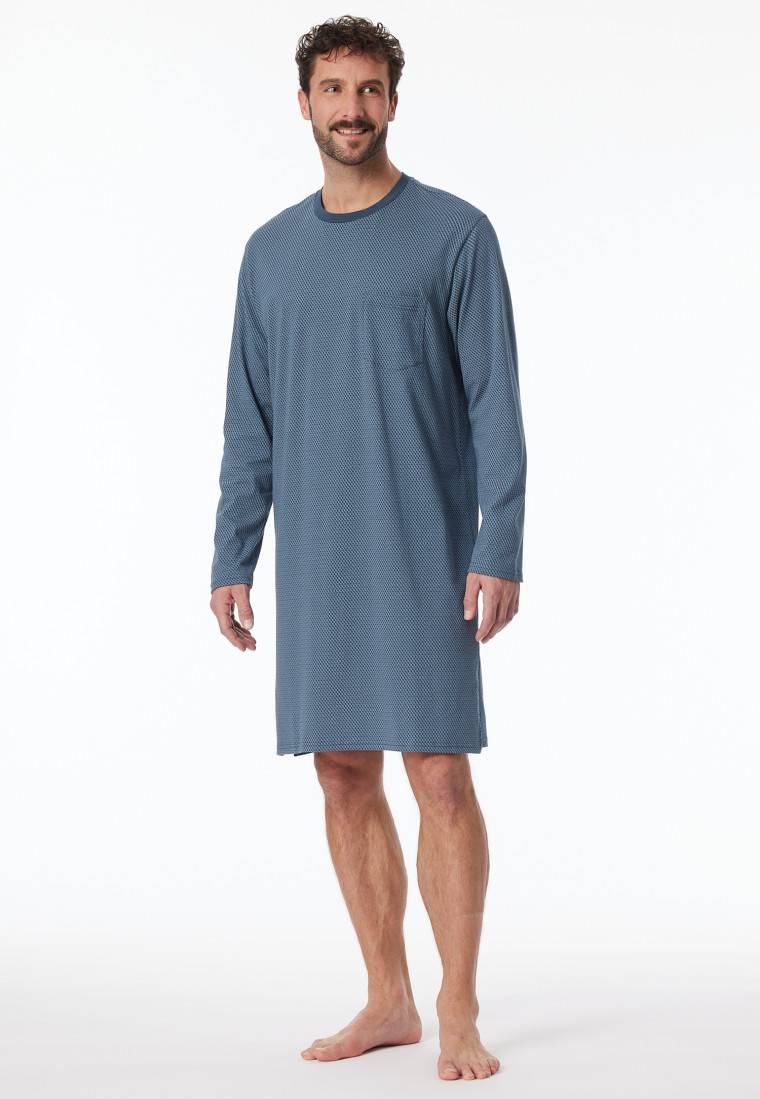 Schiesser Nachthemd Langarm Blaugrau - Comfort Essentials