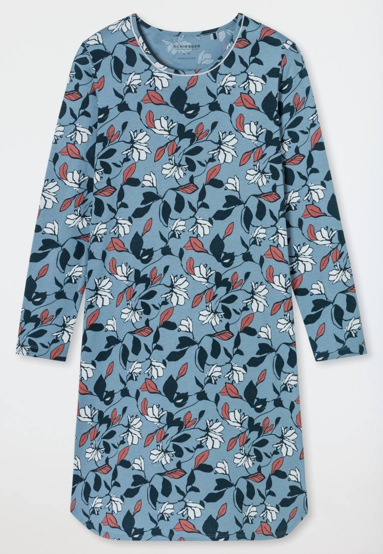 Schiesser Nachthemd Langarm Blumen Mehrfarbig Bedruckt - Comfort Nightwear