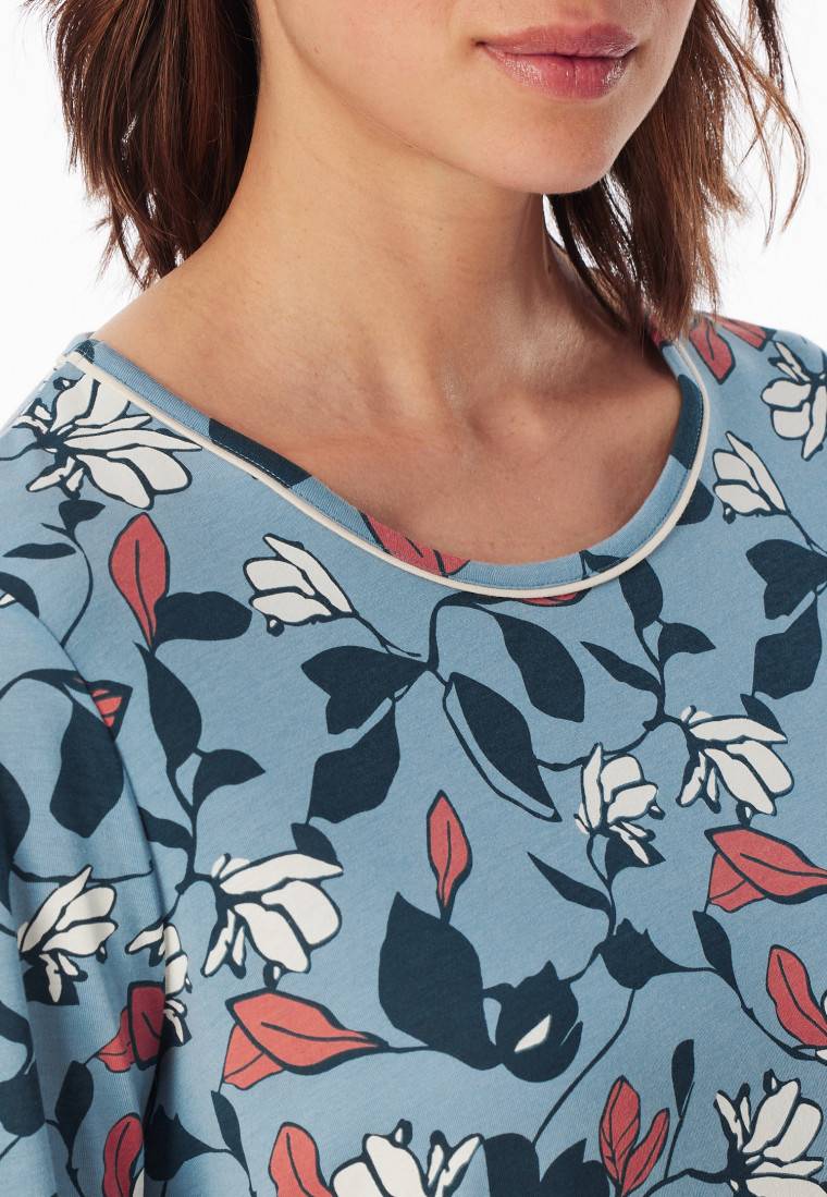 Schiesser Nachthemd Langarm Blumen Mehrfarbig Bedruckt - Comfort Nightwear