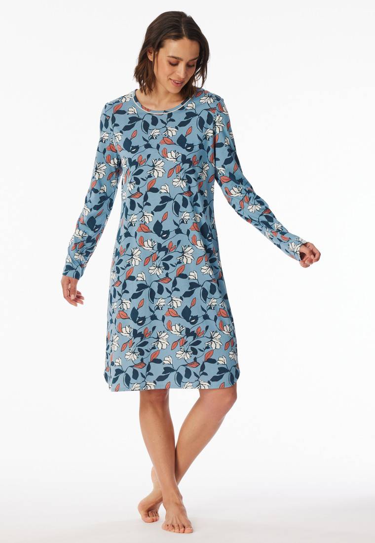 Schiesser Nachthemd langarm Blumen mehrfarbig bedruckt - Comfort Nightwear