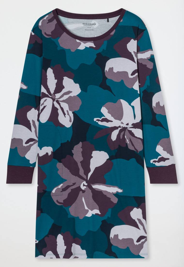 Schiesser Nachthemd Langarm Interlock Multicolor Bedruckt - Modern Nightwear