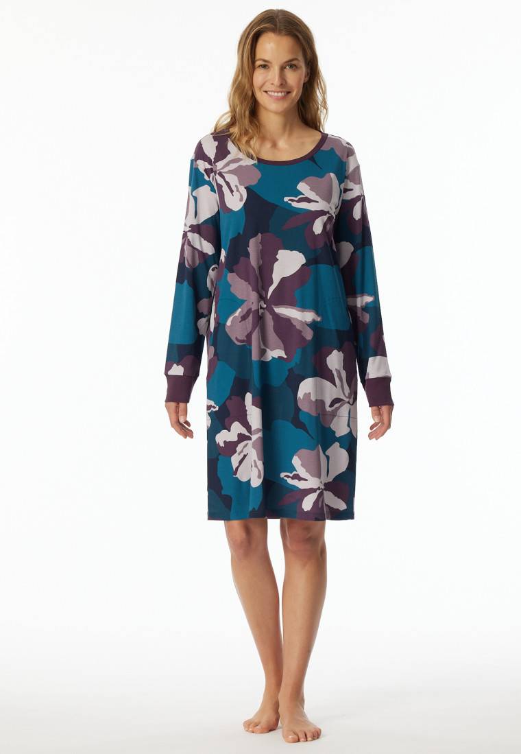 Schiesser Nachthemd Langarm Interlock Multicolor Bedruckt - Modern Nightwear