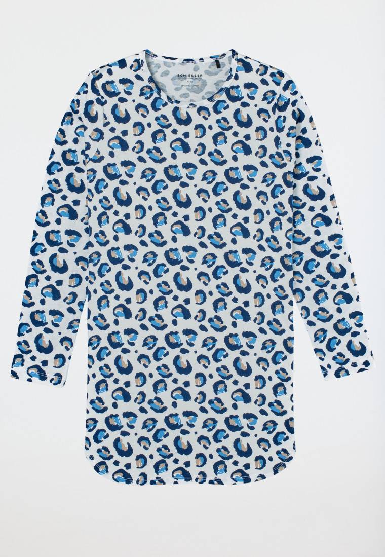 Schiesser Nachthemd Langarm Leoparden-Muster Off-white - Nightwear