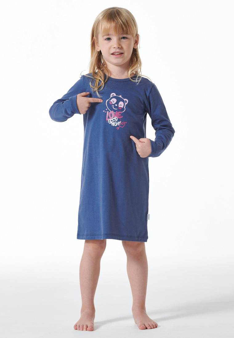 Schiesser Nachthemd Langarm Organic Cotton Panda Blau - Girls World
