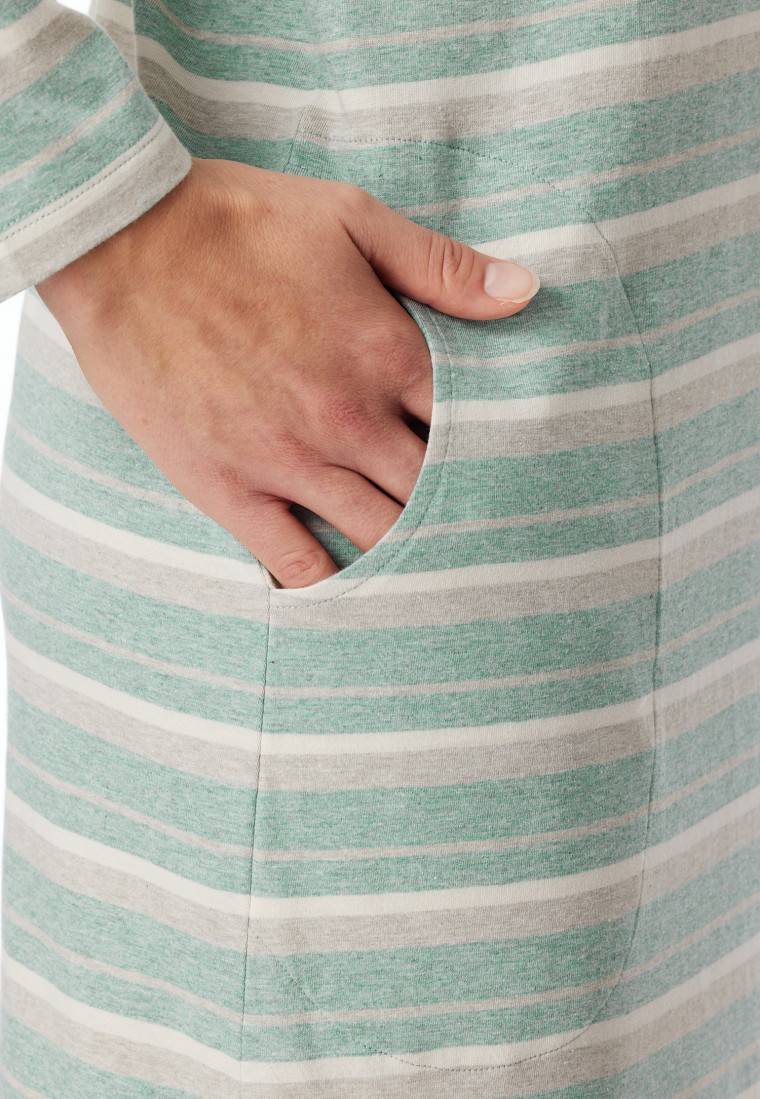 Schiesser Nachthemd Langarm Ringel Grün-meliert - Casual Essentials