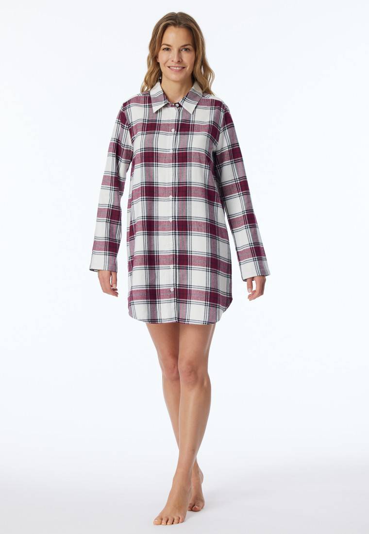 Schiesser Nachthemd Langarm Webware Multicolor Kariert - X-Mas Family