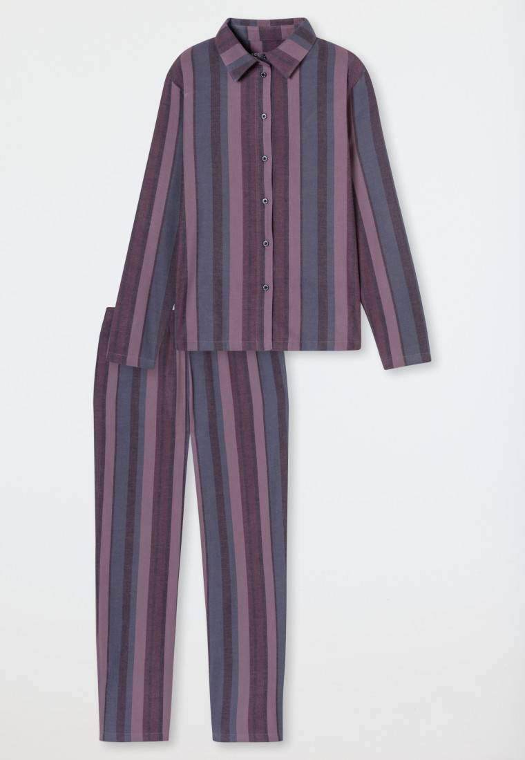 Schiesser Pyjama Lang Webware Streifen Multicolor - Modern Nightwear