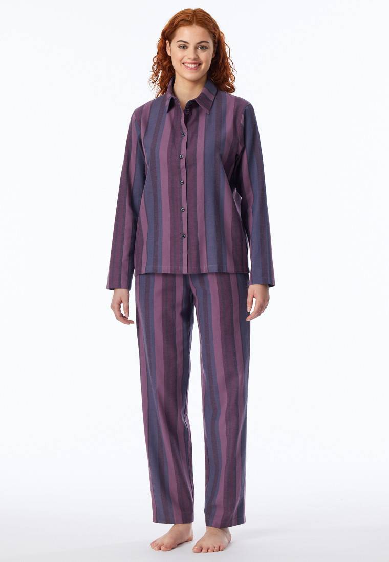 Schiesser Pyjama Lang Webware Streifen Multicolor - Modern Nightwear