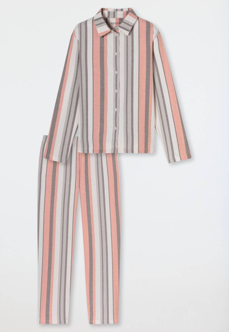 Schiesser Pyjama Lang Webware Streifen Multicolor - Modern Nightwear