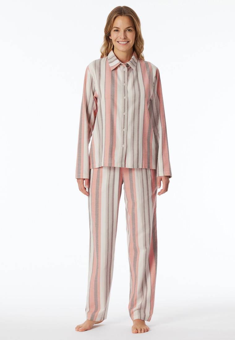 Schiesser Pyjama Lang Webware Streifen Multicolor - Modern Nightwear