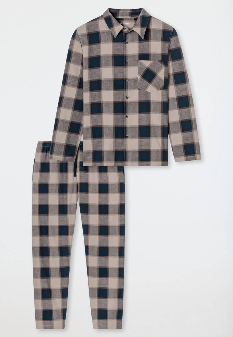 Schiesser Pyjama Webware Flanell Natur Kariert - Selected Premium Warming