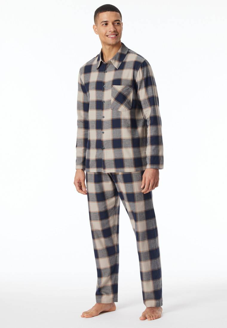 Schiesser Pyjama Webware Flanell Natur Kariert - Selected Premium Warming