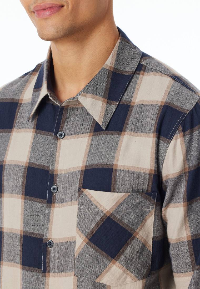 Schiesser Pyjama Webware Flanell Natur Kariert - Selected Premium Warming