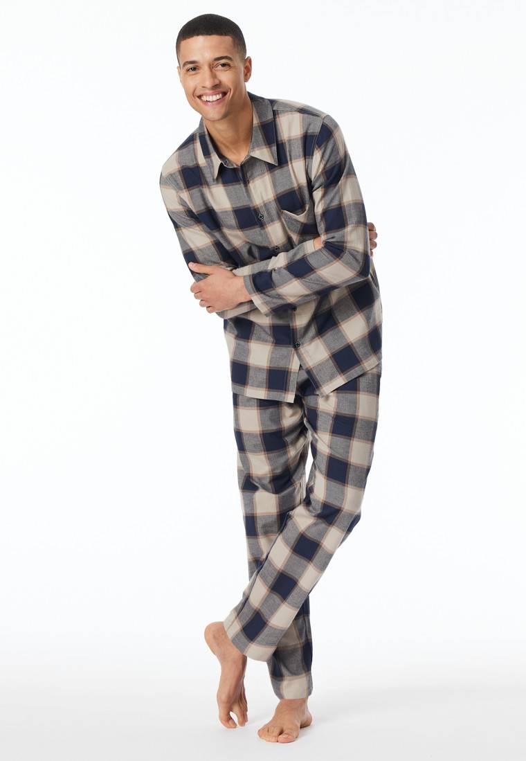 Schiesser Pyjama Webware Flanell natur kariert - Selected Premium Warming