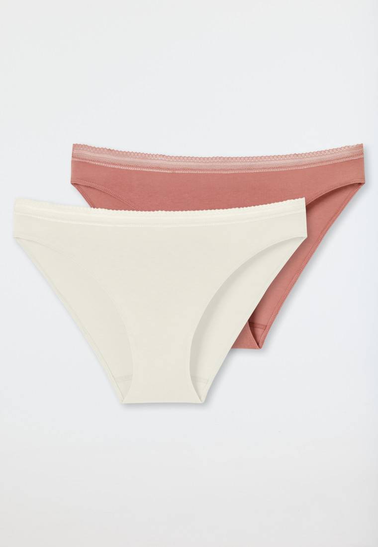 Schiesser Rio-Slips 2er-Pack Spitze Terracotta/sand - Cotton Lace