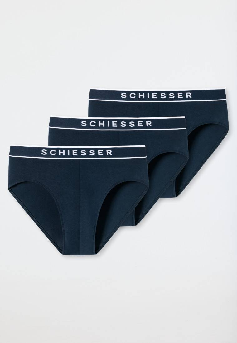 Schiesser Rio-Slips 3er-Pack Organic Cotton Webgummibund Dunkelblau - 95/5