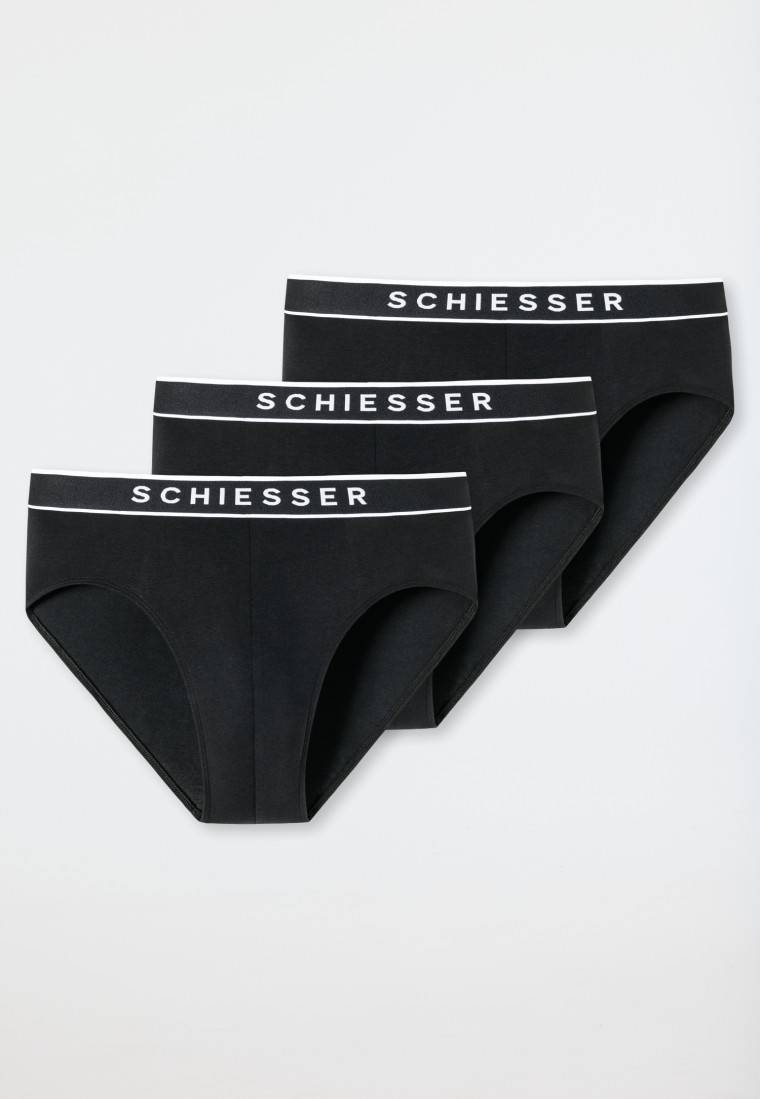 Schiesser Rio-Slips 3er-Pack Organic Cotton Webgummibund Schwarz - 95/5